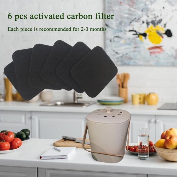 Compost Bin Odor Filters Replacement Oval Activated Carbon Filters for Bamboozle Compost Bin, Indoor Countertop Composter, Compatible with Bamboozle Indoor Kitchen Trash Can (6 Pack) - Image 7