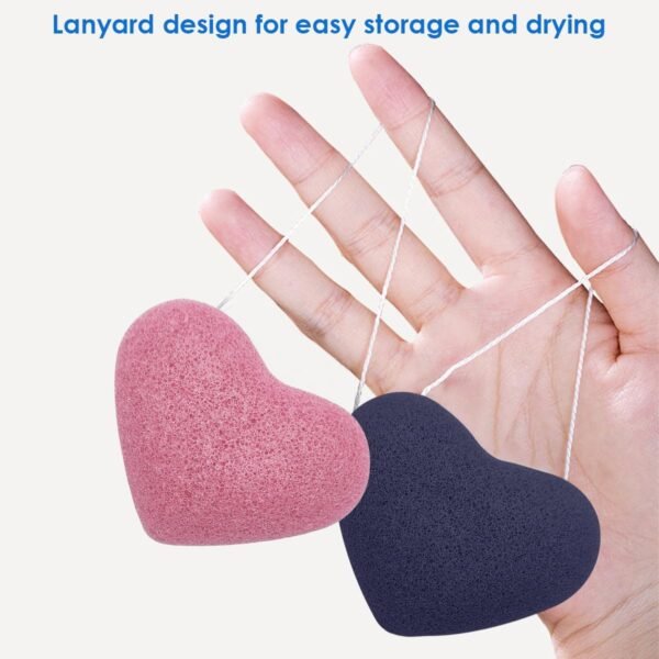 6 pcs Konjac Sponge, DaKuan Cordate Facial Sponges, Polychrome Face Sponges for Cleansing, Natural, Colorful, Gentle Exfoliation for Radiant Skin - Image 4