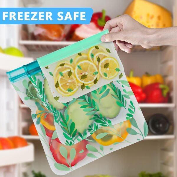 10 Pack Dishwasher Safe Reusable Bags Silicone, Leak proof Reusable Freezer Bags for Food Storage Home Organization Traval & Make-up BPA FREE for Food Storage Home BPA FREE for Salad Fruit - Image 4