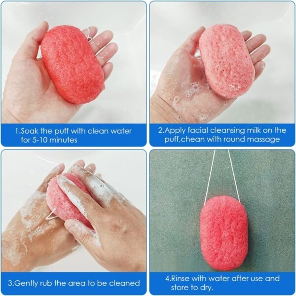 6 pcs Konjac Sponge, DaKuan Facial Sponges, Polychrome Face Sponges for Cleansing, Natural, Colorful, Gentle Exfoliation for Radiant Skin - Image 5