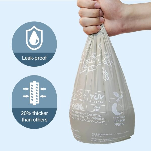 13 Gallon Compost Bags, US BPI ASTM D6400 Certified Compostable Trash Bags, Extra Thick Tall Kitchen Waste Bags for Food Scrap, 50 Count - Image 4