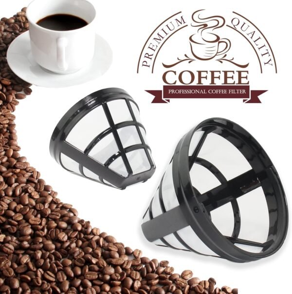 (4-Pack) No.4 Cone Reusable Replacement Coffee Maker Basket Filter Compatible with Cuisinart, Ninja Coffee Bar Brewer Filters, Fit Most 8-12 Cup Basket Drip Coffee Machine, BPA Free - Image 2