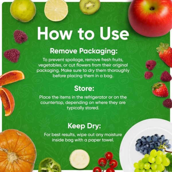 30-Pack (15M, 15L) - Reusable Produce Bags For Refrigerator, Keeps Fruits, Vegetables & Herbs Fresh Longer, Reusable Vegetable Bags with Twist-Ties, Extend Shelf Life - Image 3