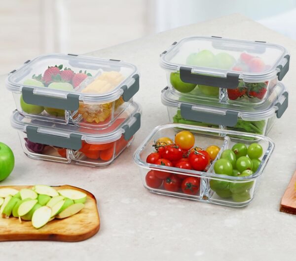 M MCIRCO 10-Pack,30 Oz Glass Meal Prep Containers 2 Compartments, Airtight Glass Lunch Bento Boxes with Lids, Glass Food Storage Containers, Microwave, Oven, Freezer and Dishwasher - Image 6