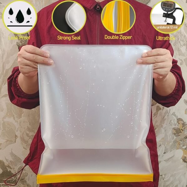 4 Pcs 2 Gallon Reusable Food Storage Freezer Bags, Large Capacity, BPA Free Reusable Food Pouches, Used For Home Food Storage And Camping Food Storage - Image 3