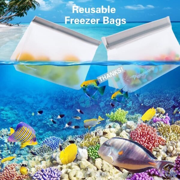 12 Reusable Storage Bags,Reusable Food Storage Bags,Reusable Freezer Bags Food Container,Stand Up Extra Thick Leakproof Reusable food Bags - Image 6