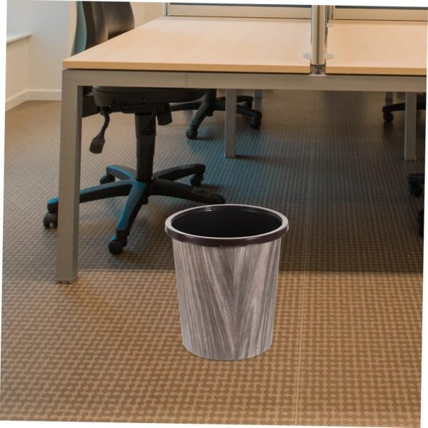 Imitation Wood Grain Trash Can Retro Bin Garbage Can Bedroom Trash Bin Kitchen Garbage Can Wastebasket Top Lid Retro Style Trash Cans Retro Trash Can Compost Bin Sink Mini Plastic - Image 5