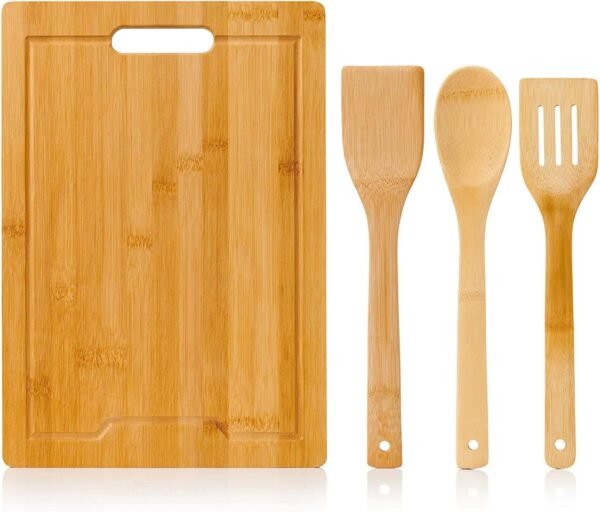 Kitchen Utensils kitchen Bamboo Cutting Board With 3 PCS Cookware Utensil Set