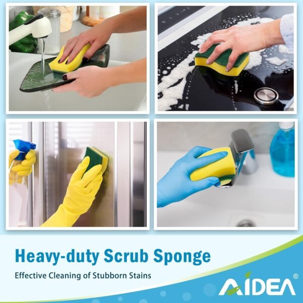 AIDEA Heavy Duty Scrub Sponge-50 Count, Cleaning Sponge, Kitchen Dish Sponge, Effortless Cleaning Eco Scrub Pads for Dishes,Pots,Pans All at Once - Image 6