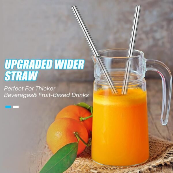 FYY Reusable Straws for Stanley 40 oz 30 oz Cup Tumbler - 4 Pack Stainless Steel Metal Drinking Straw with Cleaning Brush, 12 inch Long, 0.35 inch Wide Straws for Stanley Accessories - Image 4