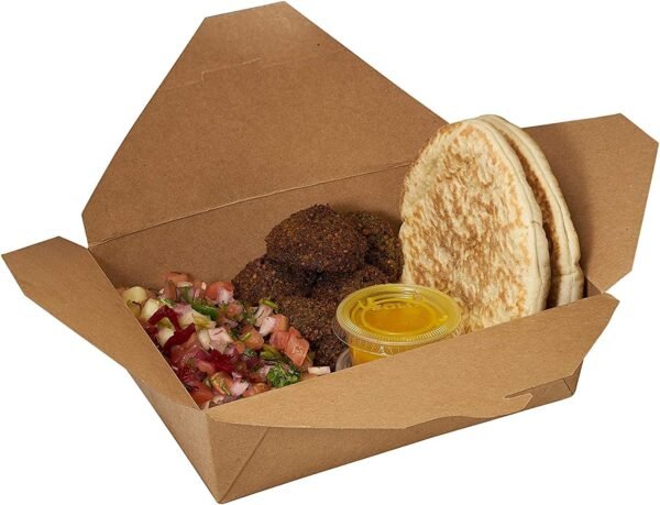 Take Out Food Containers 45 oz Kraft Brown Paper Take Out Boxes Microwaveable Leak Grease Resistant Containers - To Go Containers Restaurant, Catering, Food Truck - Recyclable Lunch Box #8 (50) - Image 4