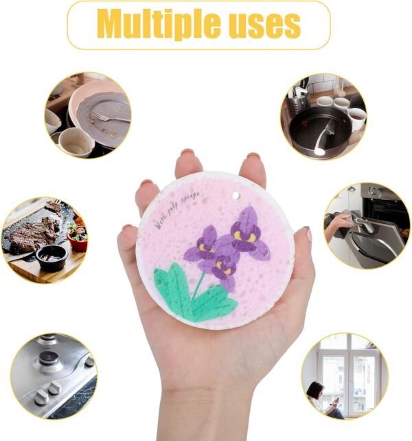 12Pcs Kitchen Sponges Pack, Dish Sponge, Compressed Sponges, Dish Sponges Kitchen, Natural Sponges for Dishes, Dish Scrubber Sponge, Cellulose Absorb Water Expand Dishcloth Non-Scratch Cleaning Sponge - Image 7