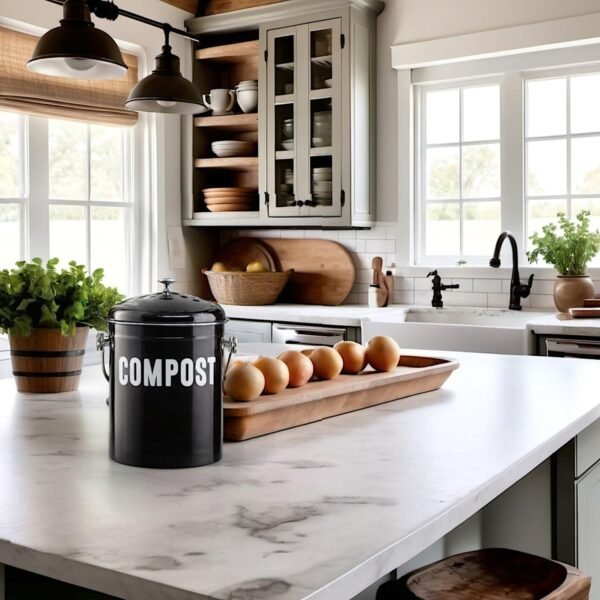 Granrosi Countertop Compost Bin Kitchen - 1.3 Gal Indoor Compost Bucket with Lid for Kitchen; Farmhouse Rust Proof & Odorless Kitchen Compost Bin for Countertop; 3 Charcoal Filters; Small Compost Bin - Image 6