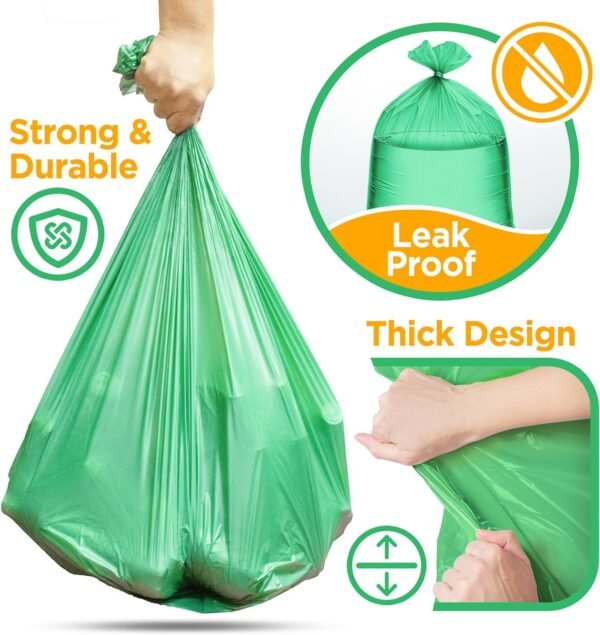 ToughBag 33 Gallon Recycling Trash Bags (100 Count) - Green Trash Bags, Yard Waste Bags, Large Garbage Bags, 30 Gallon Lawn Bags - Image 4