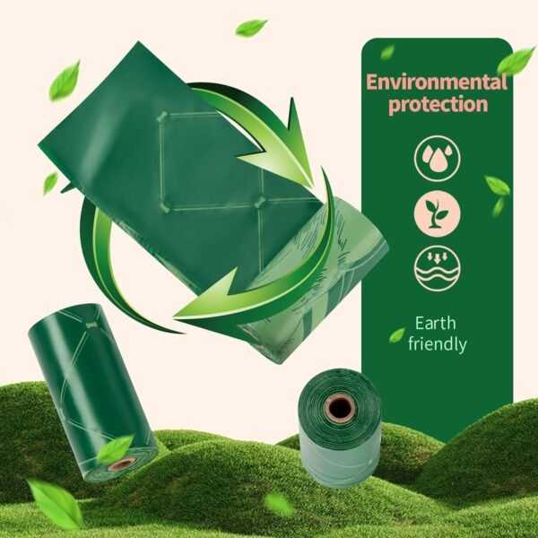 Biodegradable Dog Poop Bags, Large Leak Proof Poop Bags, Strong & Sturdy Bags for Dogs, Doggie Bags, Cats Litter Bags,Trash Bags for Pets， 120 bags with Holder and Hook - Image 2