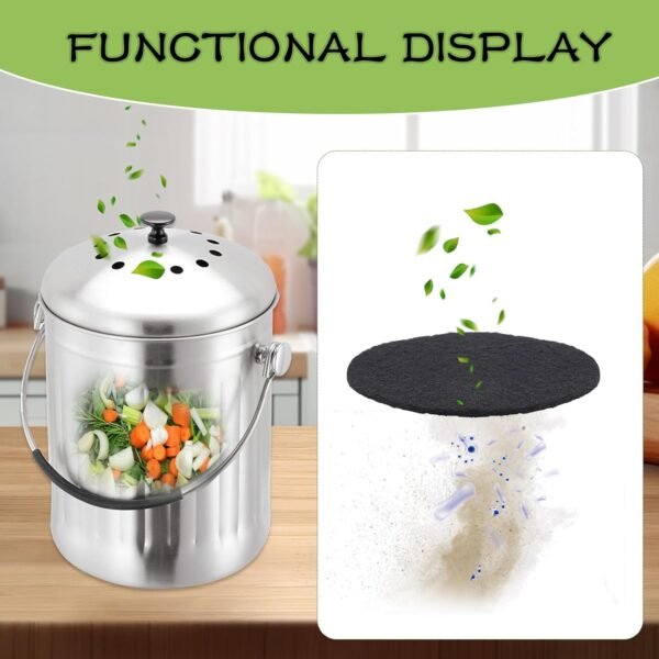 12 Pack Compost Bin Filter, 6.7 inch Charcoal Filters for Kitchen Compost Bucket Home Countertop Compost Pail Relpacement Filter - Image 4
