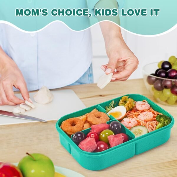 MISS BIG® Bento Box,Bento Box for Kids,Lunch Box Kids,Ideal Leakproof Kids Lunch Box,Lunch Containers No BPAs and Chemical Dyes,M/W,D/W & Fridge Safe(1150ml Green) - Image 7