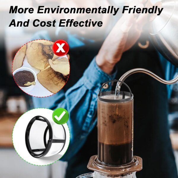Reusable Coffee Filters, 4 Cup Coffee Filter Replaces Paper Coffee Filters Permanent Coffee Filter Nylon Mesh Reusable Basket Coffee Filter for Home Coffee Shops - Image 4