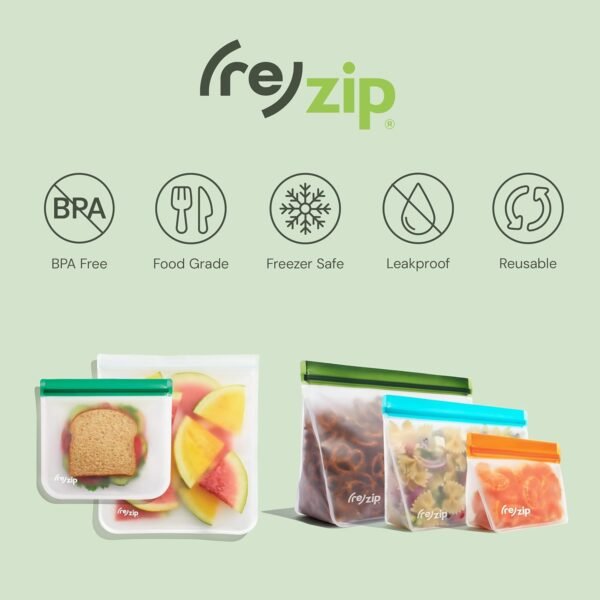 (re)zip Reusable Bag Drying Rack and Organizer | Includes 2 Reusable Leakproof Flat Lunch Bags | Wide Prongs for Drying, Vertical Storage for Easy Access | Disassembles for Effortless Storage - Image 5