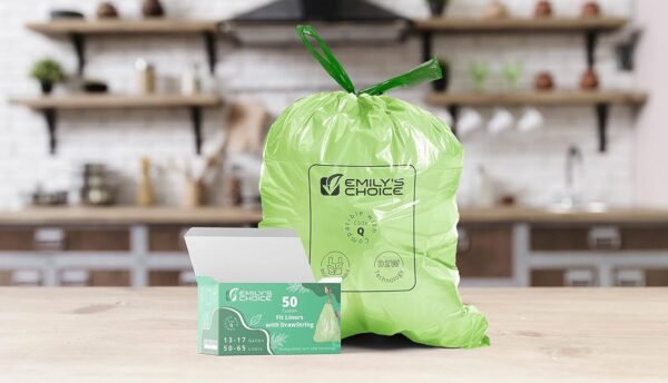 Emily's Choice Biodegradable Trash Bag Code Q (50 count), Heavy Duty Tall Trash Bag compatible with Simplehuman Code Q,13-17 Gallons, ATSM 6954, D2W, 1.2mil / 30 micron Thickness - Image 2