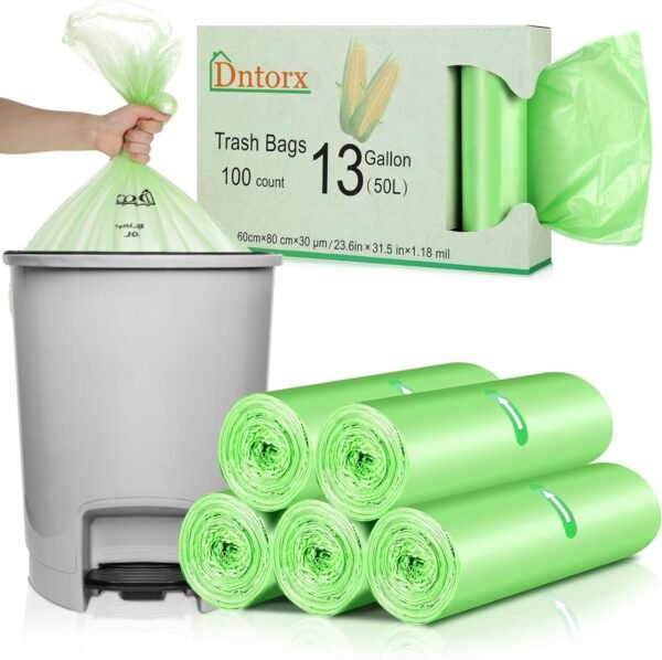 Garbage Bags, 100 Count 13 Gallon Trash Bags 1.18Mils Tall KitchenTrash Bags Heavy Duty Trash Bags Kitchen Garbage Bags for Kitchen Office Bedroom Bathroom Trash Can Liners
