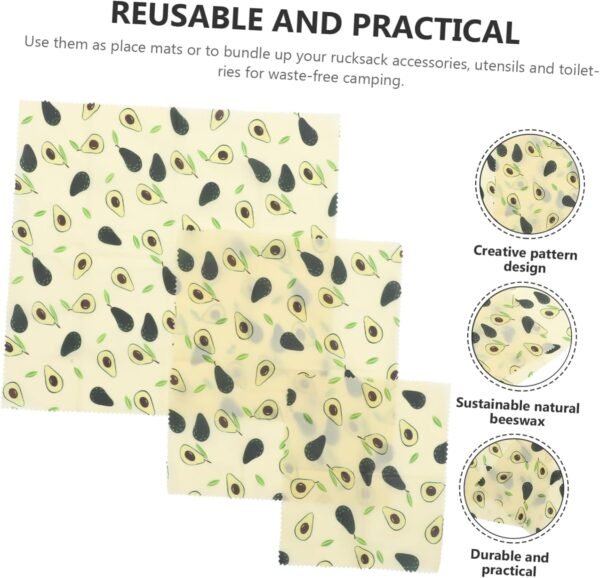 Abaodam 9 Pcs Beeswax Food Wraps Beeswax Covers Grease Resistant Wrapper Reusable Wax Wraps Beeswax Cloth Beezewax Beeswax Cling Film Wax Wrapping Paper Cotton Stencil Food Grade - Image 9