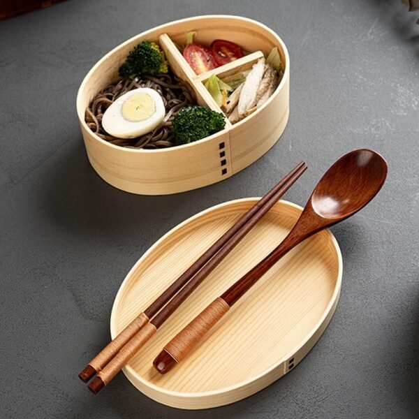 Wooden Lunch Box for Kids/Adult,Japanese Bento Box with divider Wood Bento Lunch Box for Picnicking Office Hiking Camping - Image 6