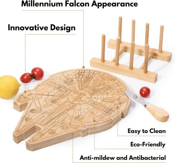 Bamboo Engraved Cutting Board Set, Handmade Bamboo Cutting Board with Holder, Wood Charcuterie Board with Cheese Knives, Kitchen Chopping Boards for Dad, Unique Christmas Gifts for Men - Image 3