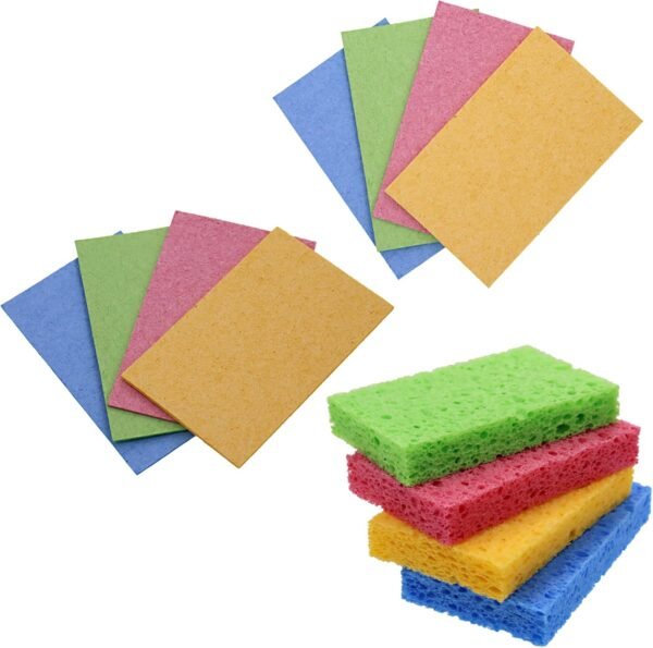 DGQ 12 Packs Compressed Cellulose Sponges Natural Kitchen Sponges Multicolor Non Scratch Scrub Sponges Dish Sponges Bathroom Sponges Cleaning Sponge