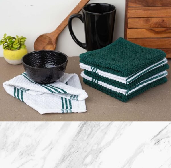 Lane Linen Dish Towels and Dishcloths Sets - 16 Pc Kitchen Towels Set, 500 Degree Heat Resistant Kitchen Mitts and Pot Holders, 100% Cotton Dish Towels, Kitchen Dish Rags for Washing Dishes - Green - Image 8