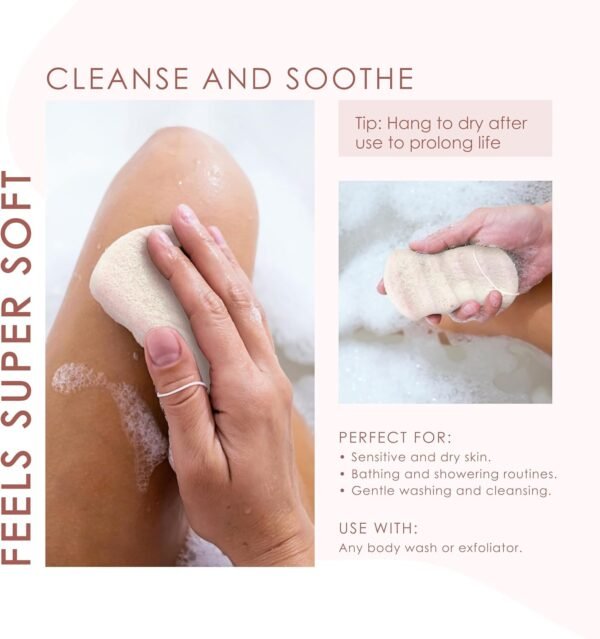 Konjac Body Sponge (2 Pack) | 100% Natural & Dye Free | Non-Toxic | Biodegradable | Eco-Friendly | Plastic Free Packaging - Image 5