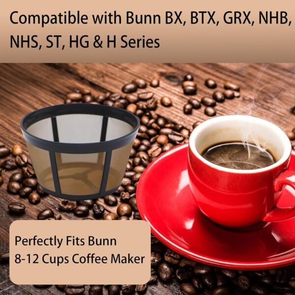 2 Pack Reusable Coffee Filter Replacement for BUNN 8 10 12 Cup Coffee Maker and Brewer Series BX, BTX, GRX, NHB, NHS, ST, HG & H - Image 2