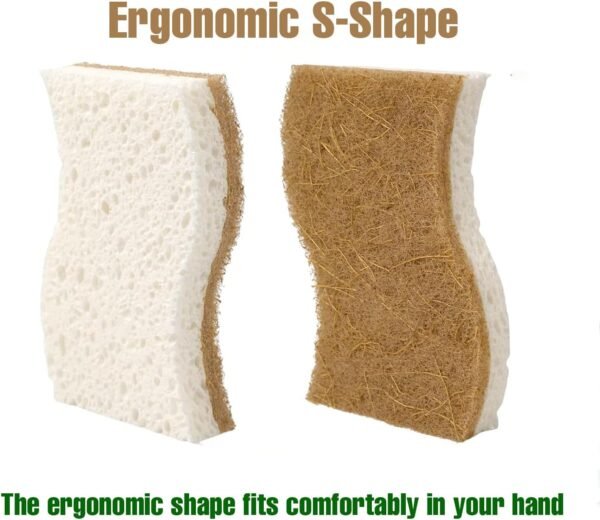Natural Sponges Kitchen - 6 X-Large Biodegradable Non-Scratch Dish Scrubber, Multipurpose Compostable Sponges for Dishes, Cleaning Scrub Sponge Brush for Dishwashing - Image 4