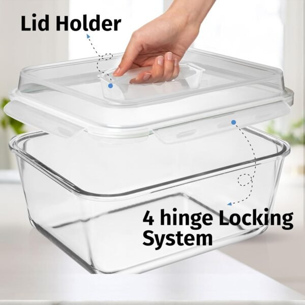 6500 ML / 220 oz / 28 Cup LARGE Glass Food Storage Container with Airtight Locking Lid. Ideal Storing food, Vegetables, Fruits. Baking Casserole, Lasagna, Roasting Turkey, Chicken BPA Free Oven Safe - Image 6
