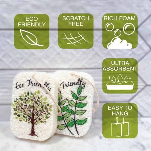 10PACK Natural Plant Based Biodegradable Eco-Friendly Cellulose Dish Sponges: Non Scratch, Multi-Purpose Kitchen,Household,Bathroom Cleaning Sponges - Image 2