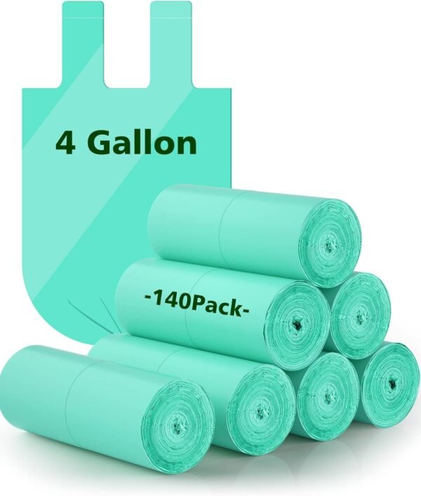 AYOTEE Biodegradable 4 Gallon Compostable Trash Bags, 140 Count, Unscented, 15-23 Liter Capacity, 4-6 Gallon Trash Bags, Suitable For Small Trash Cans, Liners