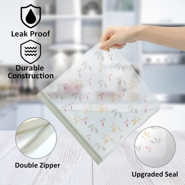 10 Pack Dishwasher Safe Reusable Gallon Bags Silicone, Leak proof Reusable Freezer Bags for Food Storage Home Organization Traval & Make-up BPA FREE for Food Storage Home for Salad Fruit - Image 4