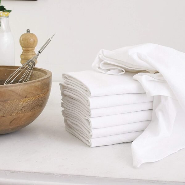 DG Collections Flour Sack Dish Towels for Kitchen, Set of 7 (33 x 38 Inches), Multi-use White Kitchen Towels, 100% Cotton, Highly Absorbent Hand Towels, Tea Towels for Embroidery, and Print - White