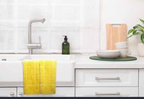 100% Cotton Terry Dish Towels, 4 Pack Plain, 16 x26 Inches, Super Soft and Absorbent Kitchen Towels, Perfect for Kitchen Cleaning and Dish Washing | Yellow - Image 6