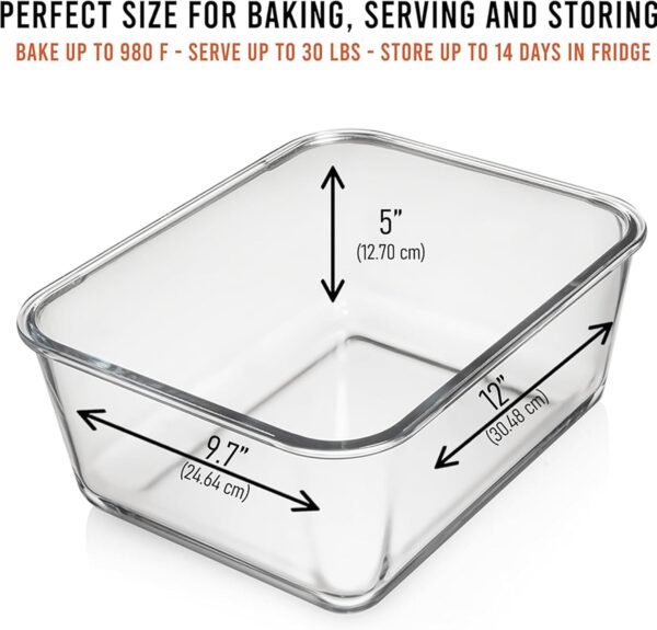6500 ML / 220 oz / 28 Cup LARGE Glass Food Storage Container with Airtight Locking Lid. Ideal Storing food, Vegetables, Fruits. Baking Casserole, Lasagna, Roasting Turkey, Chicken BPA Free Oven Safe - Image 3