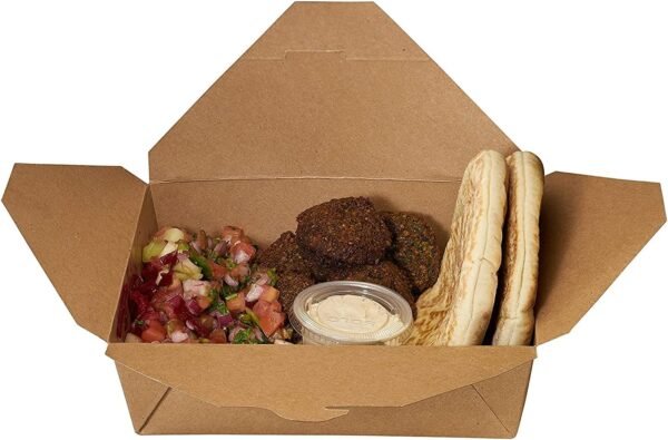 Take Out Food Containers 45 oz Kraft Brown Paper Take Out Boxes Microwaveable Leak Grease Resistant Containers - To Go Containers Restaurant, Catering, Food Truck - Recyclable Lunch Box #8 (50) - Image 5