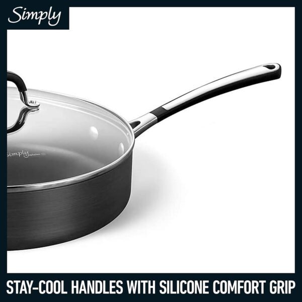 Calphalon 10-Piece Non-Stick Kitchen Cookware Set, Black Pots & Pans with Stay-Cool Stainless Steel Handles, Hard-Anodized Aluminum for Even Heating - Image 5