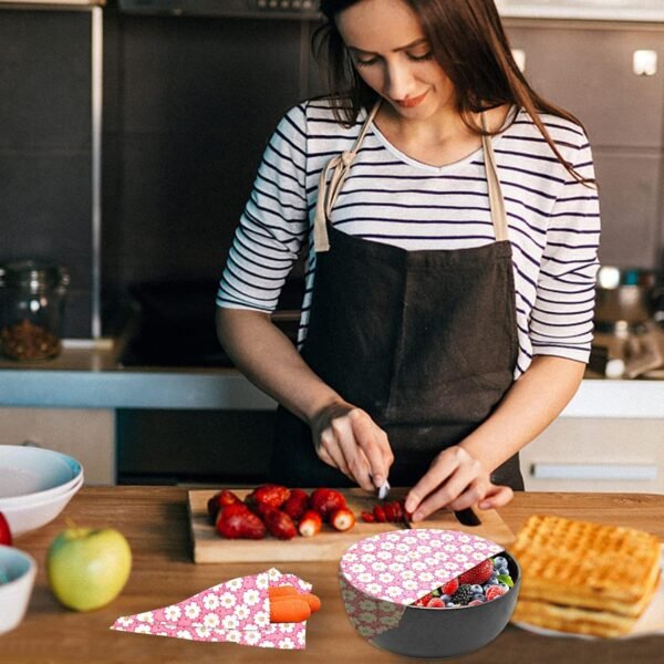 Reusable Beeswax Wrap - 3 Pack, Beeswax Wraps for Food, Eco-Friendly Beeswax Food Wrap, Organic, Sustainable, Biodegradable, Zero Waste, Plastic-Free Food Storage(1L | 1M | 1S Cherry Blossom) - Image 3