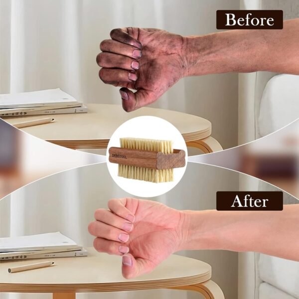 Acacia Wood Firm Nail Brush,2 Pack Wooden Nail Scrub Brush for Fingernail cleaning,Natural two Side Nail Scrub Brush - Image 5