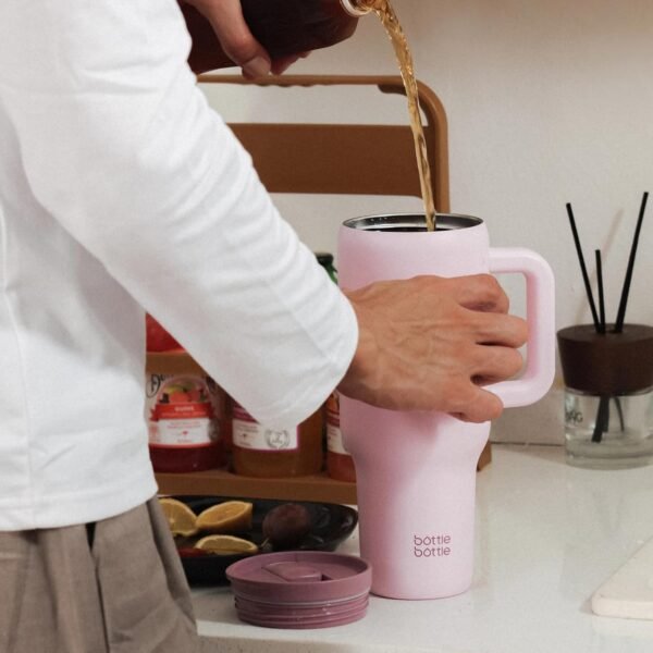 BOTTLE BOTTLE 40 oz Tumbler with Handle and Straw,Stainless Steel Vacuum Travel Mug,Car Cup with Straw, Stainless Steel Vacuum Water Bottle for Gifts Party Office Coffee (Pink) - Image 4