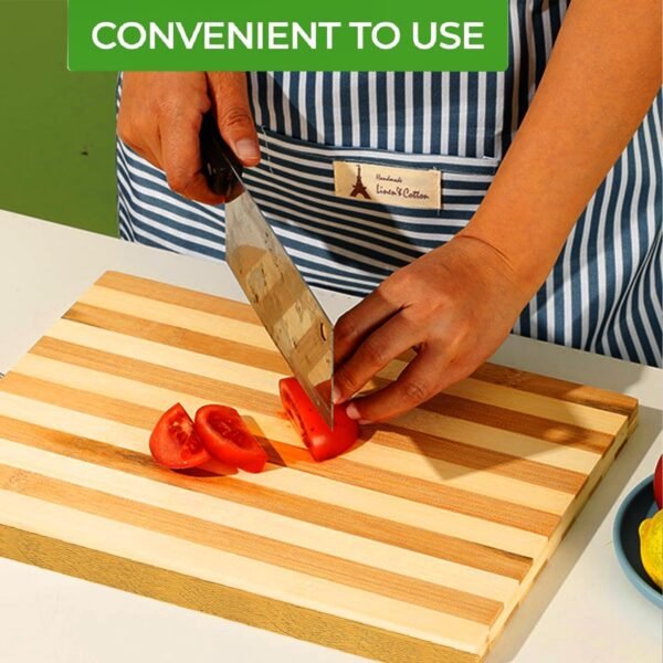 Cutting Boards for Kitchen - 13" x 10" Bamboo Cutting Boards with Hanging Hole for Kitchen, Square Long Grain Striped Brown Wood Butcher Block Cutting Board, Everyday Kitchen Charcuterie Display - Image 3