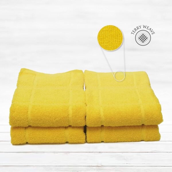100% Cotton Terry Dish Towels, 4 Pack Plain, 16 x26 Inches, Super Soft and Absorbent Kitchen Towels, Perfect for Kitchen Cleaning and Dish Washing | Yellow - Image 3