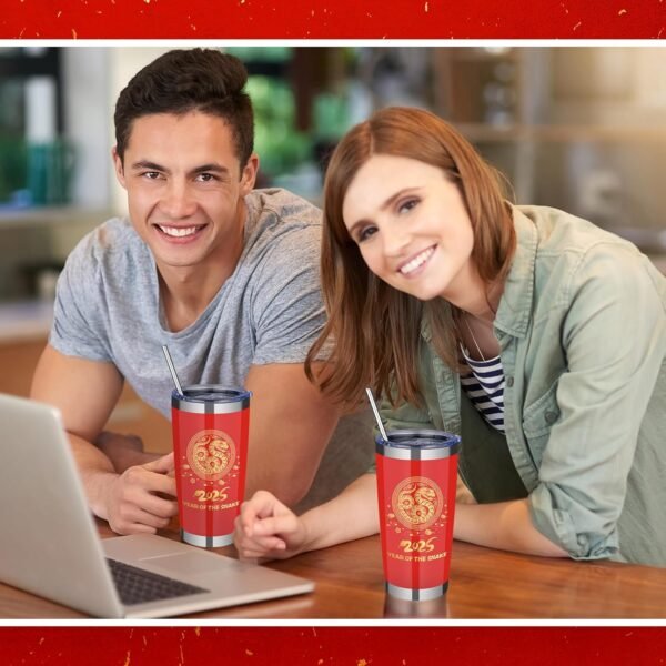 Yoiemivy Chinese New Year Gifts 2025, 20 oz Stainless Steel Insulated Tumbler with Lid and Straw Year of the Snake Gifts for Women Men Mom Father Colleague, Gifts for Lunar New Year - Image 7