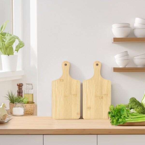 50 PCS Cutting Board Bulk Wood Chopping Board Laser Engraving Serving Board with Handle Charcuterie Boards for Customized Mother's Day Housewarming Gift 11" x 5" Bamboo - Image 7