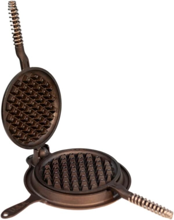 Great Belgian Waffle Iron Pre-Seasoned, PFOA/PTFE Free, Made In USA | Vintage Inspired, 7 inch Stovetop Waffle Iron | Perfect holiday gift - Image 3